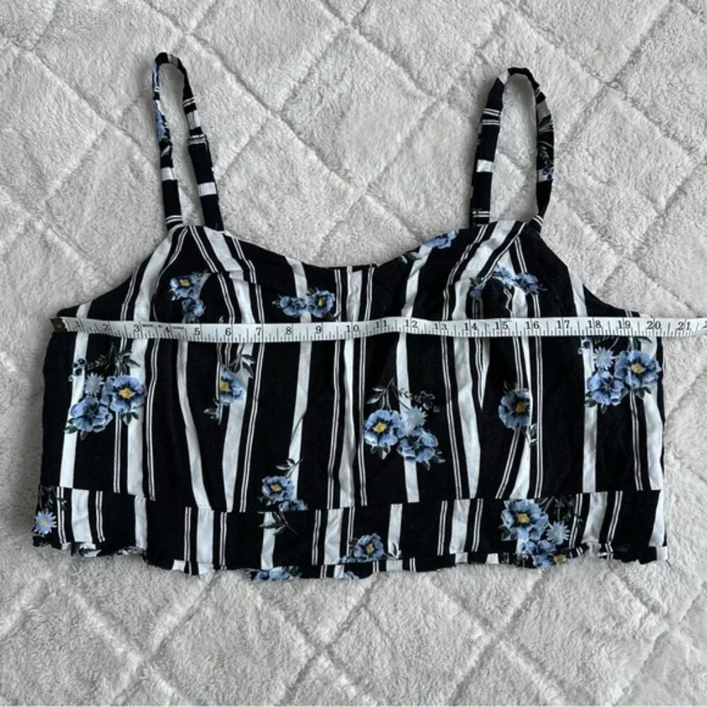 Torrid | Black Floral Stripe Culotte Crop Spaghetti Strap Tank | Size 3X - Picture 9 of 10